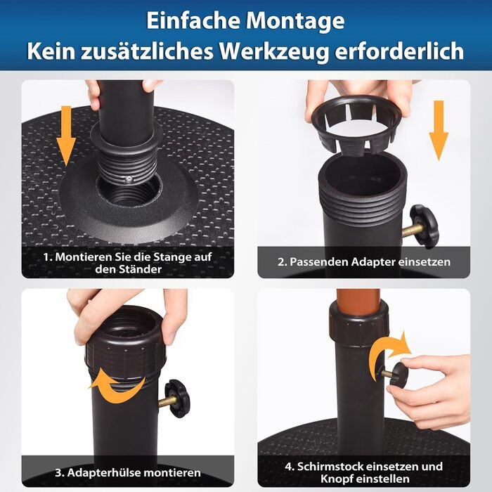 Підставка для парасольки Paramondo, кругла, срібна, з полімерного бетону, для масту діаметром до 50 мм, з адаптерними гільзами