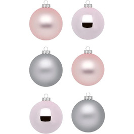 Інге скляні різдвяні кулі / красиві скляні ялинкові кулі / 30 куль в картонній коробці / ялинкові прикраси ялинкові прикраси ялинкові кулі (м'яка простота / сіро-рожева троянда)