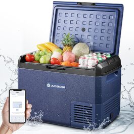 Автомобільний холодильник AAOBOSI 50л: Електричний компресорний кулер IPX4, -20°C/+20°C для авто, вантажівки, кемпінгу, подорожей