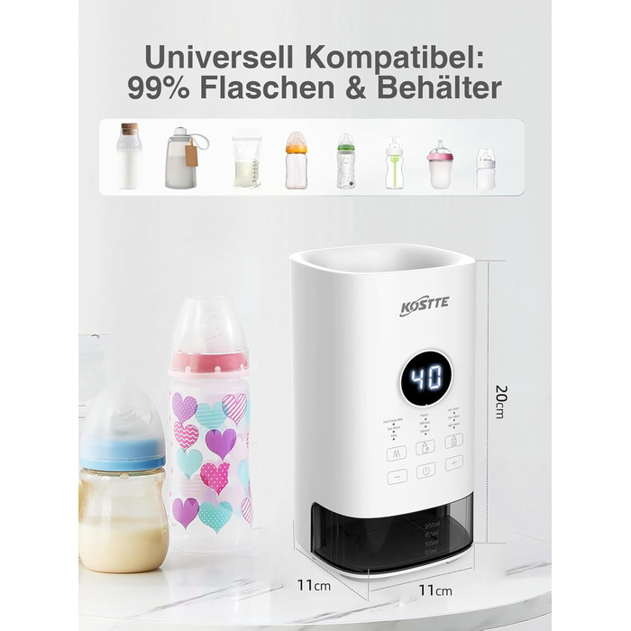 Підігрівач для пляшечок KOSTTE - універсальний, для грудного молока та суміші (білий)