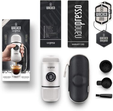 WACACO Nanopresso: портативна кавомашина еспресо, з чохлом S, чорний (80 мл)