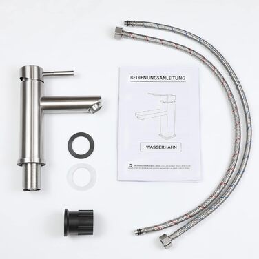 Змішувач для ванної кімнати з нержавіючої сталі з одним левом, для умивальника, під високий тиск, з гарячою та холодною водою
