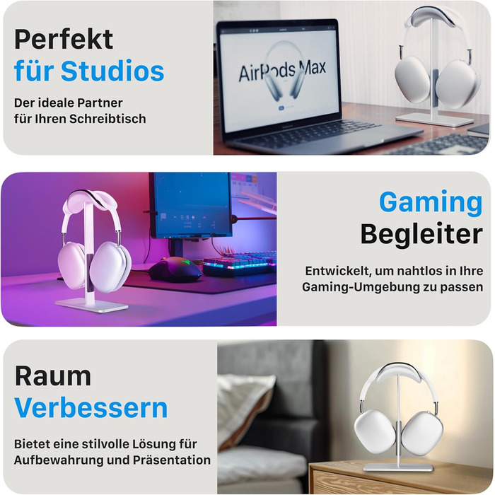 Підставка для навушників AirPods Max, алюміній, з режимом сну, для столу, антиковзаюча, захист від подряпин, сумісна з AirPods Max