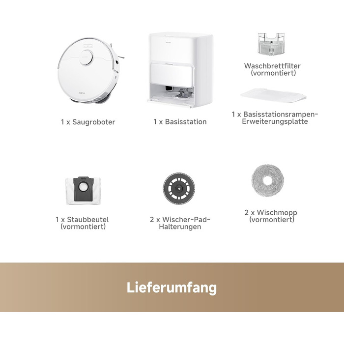 Робот-пилосос Mova P50 Ultra з мокрою прибиранням, 19000 Па, гаряча вода, самоочищення, LDS-навігація, RGB AI, LED-датчики, автоматичне спорожнення та поповнення