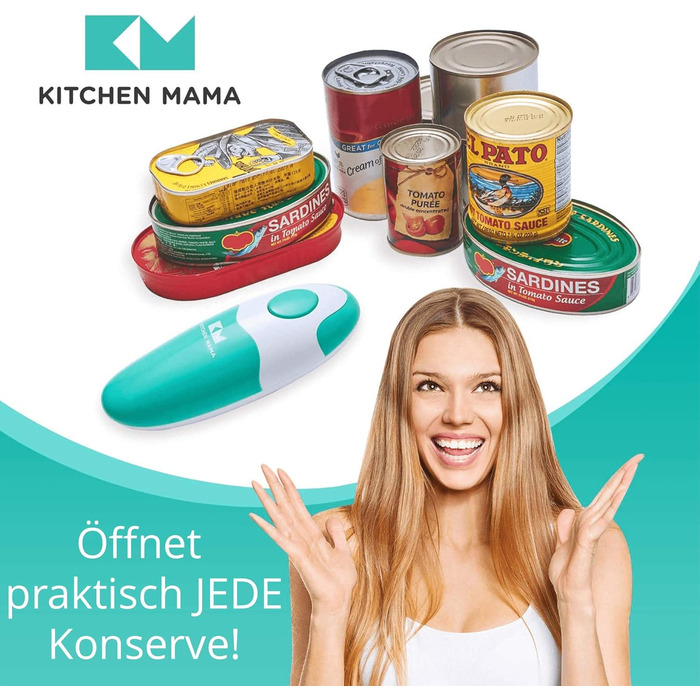 Електричний відкривачка для консервів Kitchen Mama Auto 2.0: автоматичний, бездротовий, з гладкою кромкою, безпечний для продуктів харчування