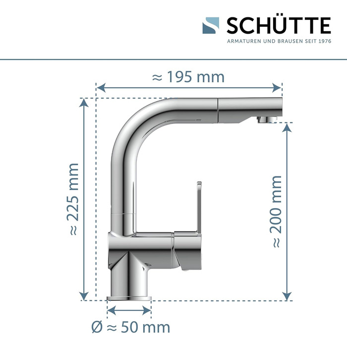 Змішувач для ванної SCHÜTTE 79710 LONDON з висувною лійкою, настінний, з донним клапаном, хром