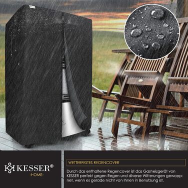 Газовий обігрівач KESSER 4200W з керамічним нагрівачем, регулятором, шлангом та захисним кожухом. Підходить для бутану/пропану до 15кг. Чорний