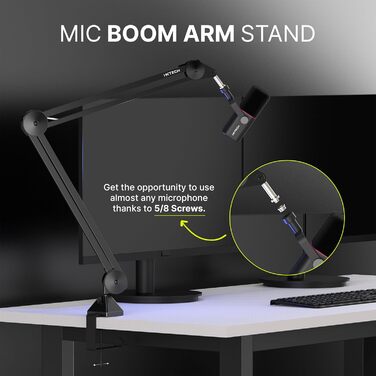 Динамічний мікрофон IXTECH із кардіоїдною діаграмою, RGB підсвічуванням, USB/XLR для студії, подкастів, стрімінгу, вокалу, запису, геймінгу та озвучення, білий (MI06 Large, High Profile)