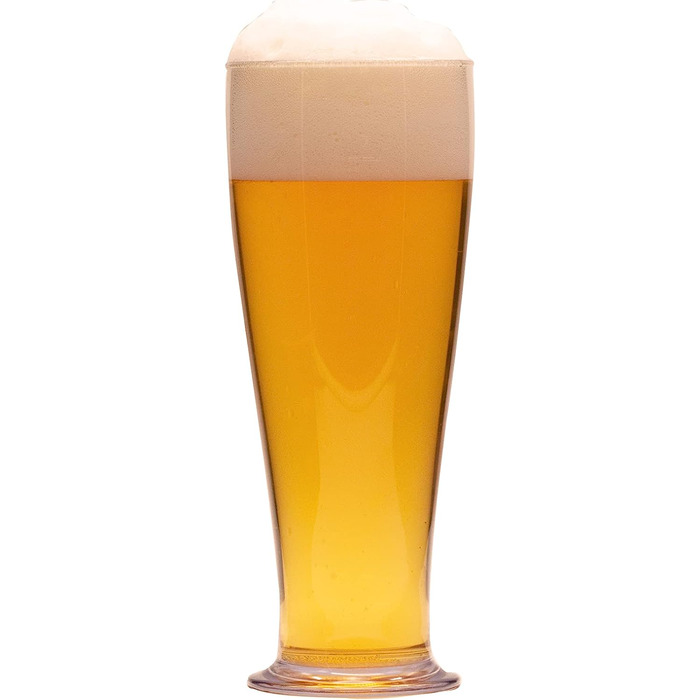 Стакан для пшеничного пива benderstore об'ємом 500 мл, Набір з 4 пляшок зі штучного скла прозорий придатний для миття в посудомийній машині небиткий / 100 придатний для вторинної переробки / Стакан для пшеничного пива / зроблено в Німеччині