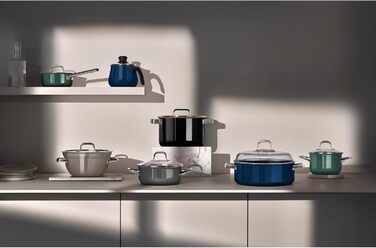 Набір каструль WMF Fusiontec 4 шт, індукція, нержавіюча сталь, чорний, Made in Germany (16/20/24 см)