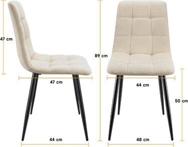 Набір обідніх стільців 4 шт. з льоновим покриттям та металевими ніжками, для кухні, спальні, вітальні - кольори хакі та бежевий