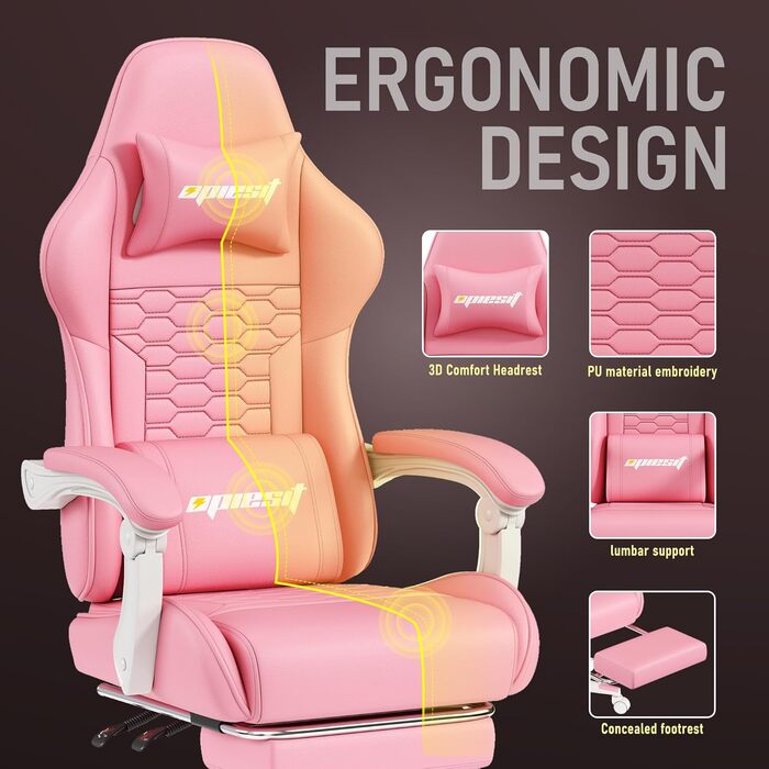 Ігровий крісло з підніжкою, регульованими підлокітниками та підтримкою попереку, ергономічне крісло для офісу з високою спинкою для дорослих, велике та високе крісло для робочого столу (Хейроза)