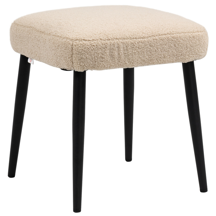 Табурет для макіяжу HOMCOM Footstool Квадратний пуф Cashmere Look зі сталевими ніжками для вітальні Спальні бежевий 42x42x47см