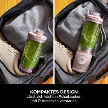 Портативний блендер Ninja Blast Max: 570 мл, акумулятор, чаша та кришка, 3 функції, для смузі та протеїнових коктейлів, рожевий (BC251EULD)