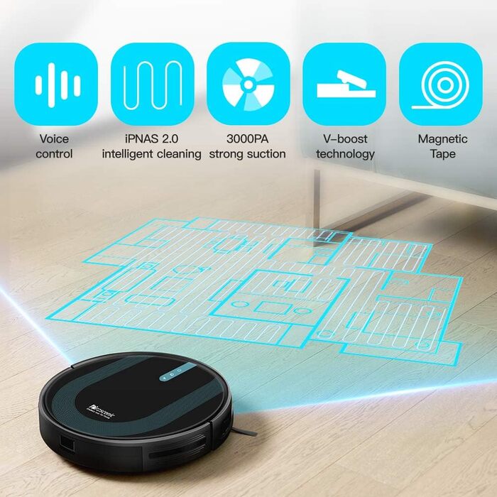 Робот-пилосос Proscenic 850T 2-в-1: потужний, для тварин, з навігацією, керування Siri/Alexa/Google Home