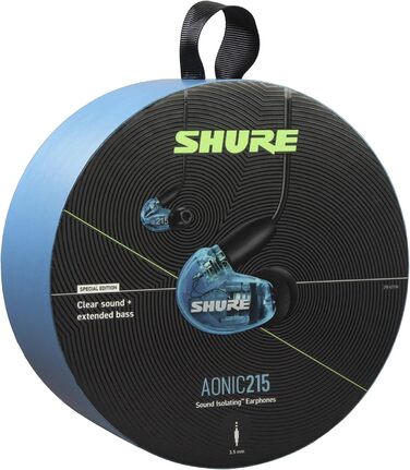 Дротові навушники Shure AONIC 215, прозорі, одноразові, внутрішньоканальні, знімні, міцні, сумісні з Apple/Android