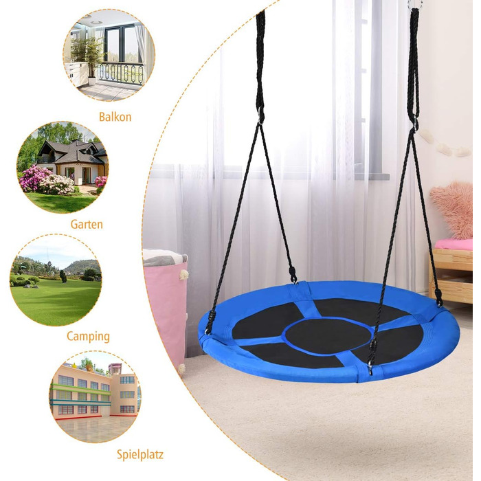 Шоукель DREAMADE для саду: регульована висота, діаметр 100 см, до 150 кг, для дітей та дорослих (блакитний)