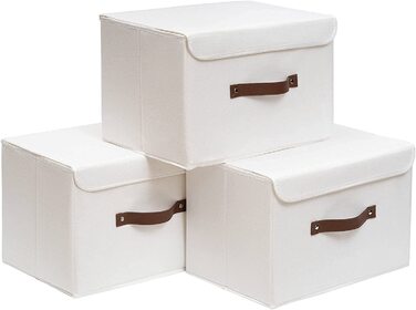 Ящики для зберігання з 3 предметів з кришками, 38 x 25 x 25 см, складні тканинні ящики, кошики для зберігання, органайзери для ігор і багато іншого.