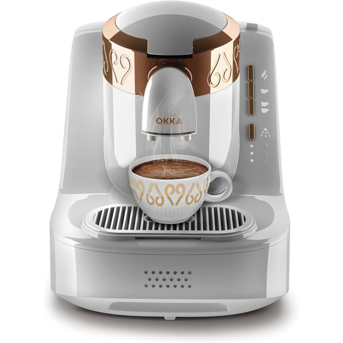 Кавомашина Arzum Okka: автоматична, 3 розміри порцій, самоочищення, 950 мл, білий колір