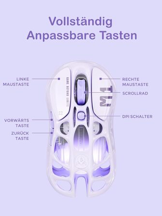 Миша ігрова GravaStar Mercury M1 Pro: 26000 DPI, 4K, PAW3395, 88г, Bluetooth/2.4G, RGB, 5 кнопок – Градієнт Чорний (Фіолетовий)