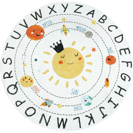Круглий килим Барвистий 4-футовий дитячий алфавітний килимок М'який освітній килим Килим для дитячого садка, який можна прати, Нековзний круглий дитячий килимок