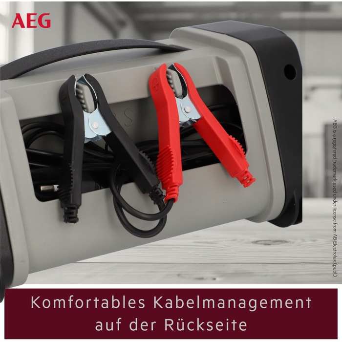 Зарядний пристрій акумуляторів AEG LT 20, 20A для 12/24V авто, 9-ступінчатий, Power Supply, інтелектуальна зарядка, автоматична компенсація температури, чорний/сірий