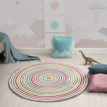 Сучасний м'який дитячий килим з м'яким ворсом, що не вимагає особливого догляду, стійкий до фарбування, яскравих кольорів, 120 шт. (80 см круглої форми, Різнокольоровий)