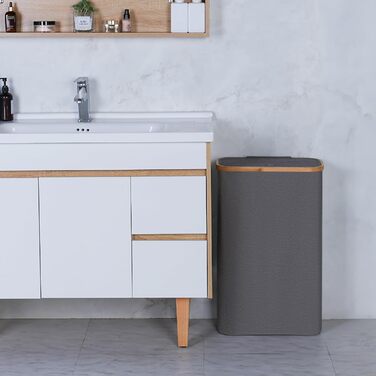 Кошик для білизни Merkisa 60 л з кришкою, сірий. Організація простору, для одягу, іграшок, рушників