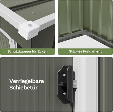 Металевий сарай для інструментів Devoko 96x98x160 см з похилим дахом, сталевий, стійкий до іржі, з рукавичками, замком, для двору, тераси, газону (сірий, S)