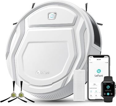 Робот-пилосос LEFANT M210 з пультом дистанційного керування, потужність 2200Pa, надтонкий, для видалення шерсті тварин, для килима, сумісний з Alexa/WLAN/APP, час роботи 120 хвилин