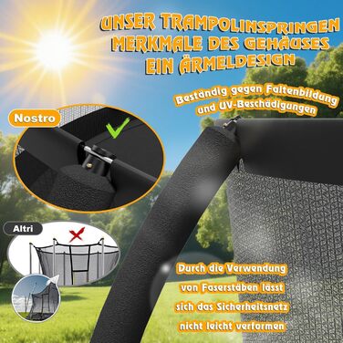 Батут Devoko вуличний Ø305 см з захисною сіткою та драбиною, чорний - Дитячий садовий батут з сертифікатом GS