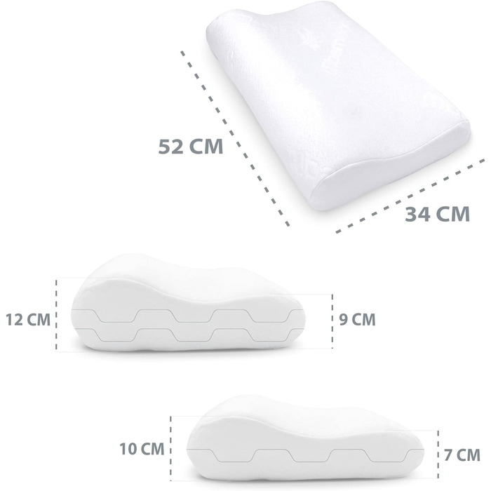 Подушка для підтримки шиї, подушка, подушка для сну на животі або ергономічна подушка для сну на боці, 34x52x9-12