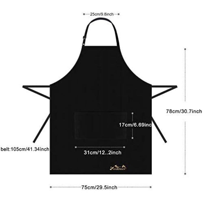 Фартух Viedouce з 2 упаковок, водонепроникний фартух шеф-кухаря з кишенями, Регульований кухонний фартух, фартух для барбекю, нагрудний фартух, кухонний фартух