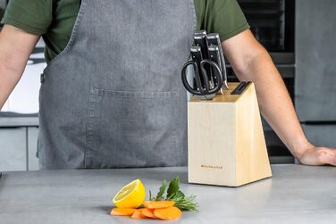 Набір кухонних ножів KitchenAid Gourmet: 5 ножів, ножиці, точилка, чорні ручки, японська сталь