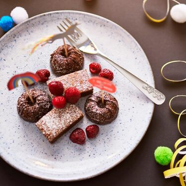 Набір дитячого посуду Kinderbesteck Set 4-teilig з персоналізацією - іменна гравіювання на ніж, виделку, ложку та чайну ложку. Ідеальний подарунок на народження, хрещення, день народження (тематика: лісові друзі)