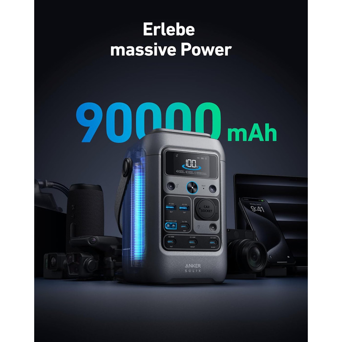 Powerbank Anker SOLIX C300: 288Wh, 300W, LiFePO4, для кемпінгу та подорожей