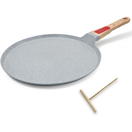 Сковорода для крепів з знімним ручками 30 см - антипригарне покриття з кераміки - з дозатором для тіста - блакитна 30 см