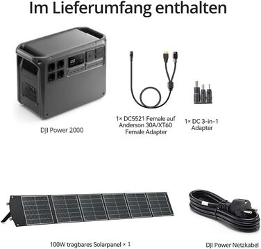 Портативна електростанція DJI Powerstation 1000W, 512Wh LiFePO4, сонячний генератор для кемпінгу та надзвичайних ситуацій (з сонячною панеллю 100W)