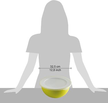 Велика кухонна миска OMADA з кришкою об'ємом 6,5 л, антибактеріальна, легка, небитка, придатна для миття в посудомийній машині, лінія Sanaliving (зелений)