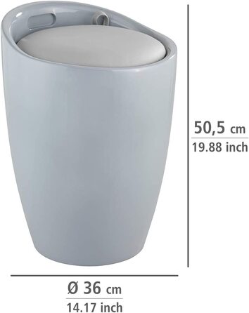 WENKO табурет для ванної кімнати Candy з місцем для зберігання та кошиком для білизни, ABS-пластик, 20 л, Ø 36 x 50,5 см