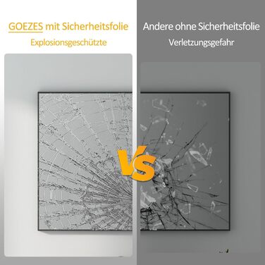 Дзеркало для ванної кімнати Spiegel Schwarz 40x60 см з металевим каркасом, прямокутне, для ванної, вітальні, спальні, гостьової кімнати