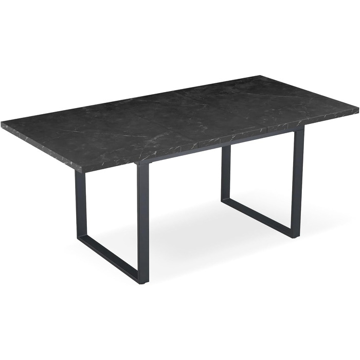 Розсувний обідній стіл B&D Home Anna | 120-160 x 80 см, на 4-6 осіб | стіл для кухні/їдальні з дерев'яними ніжками, чорний | скандинавський/індустріальний дизайн, Texas-Eiche (дуб Техас), 11202-US-EITE (чорний мармур/чорний)