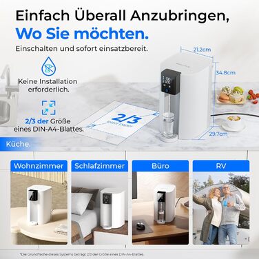 Система зворотного осмосу Waterdrop CoreRO для встановлення на стільницю, миттєвий нагрівач гарячої води, 5 температурних опцій, 6-ступенева фільтрація, 3:1 чиста вода/стоки, зменшує PFAS, без встановлення, WD-C1H, миттєво гаряча вода (температура кімнати