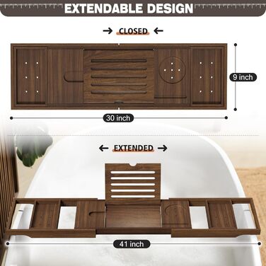 Підставка для ванни з текового дерева, розширювана, для ванної кімнати, дерев'яна, як унікальний подарунок на новосілля