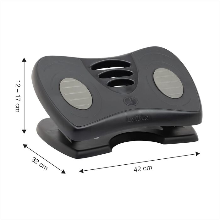 Підставка для ніг Unilux Nymphea, регульована, антиковзка, динамічна, для офісу та дому, чорна, 43 x 33,7 x 12,2 см