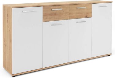 Сервант Jacklin Sonoma Oak/White - 160x85x35 см - Комод з великою кількістю місця для зберігання під житлову зону