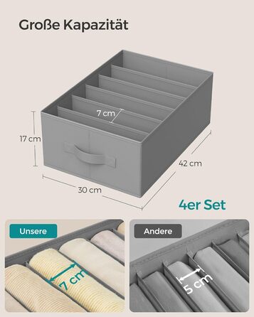 Набір органайзерів для гардеробу SONGMICS з 6 шт. , складні коробки для зберігання, 42x30x17 см, Dove Grey