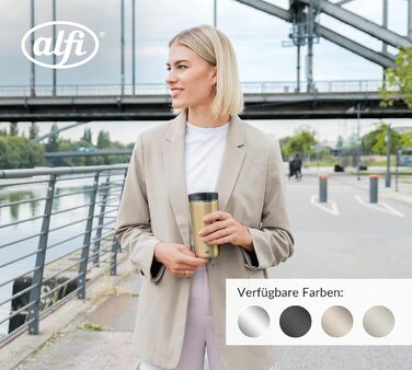 Термокружка Alfi ISO COFFEE MUG PRO, 0.38 л, нержавіюча сталь, для кави з собою, з ізоляцією, 6 годин гаряча, 12 годин холодна, без BPA, для миття в посудомийній машині (Champagne)