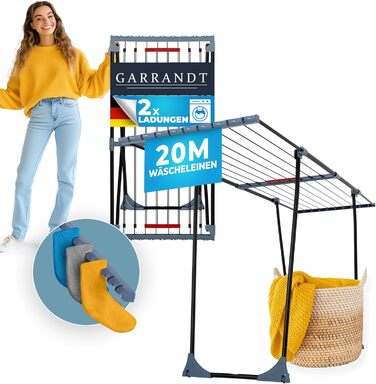 Розкладна сушарка для білизни Phoenix XXL – 20 м сушильної поверхні, чорна, стабільна, з клямками