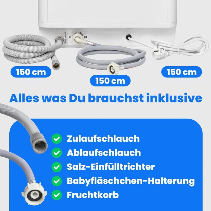 Посудомийна машина Bomann® TSG 5704: компактна, для кемпінгу, з підключенням/без, 36-70°C, 6 програм, 42 см